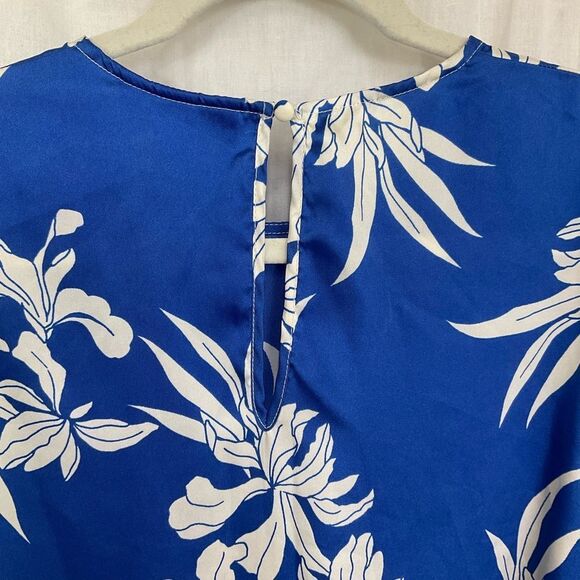 Alexis X Target Blue White Floral Long Sleeves Tiered Satin Mini Dress M - Picture 8 of 13